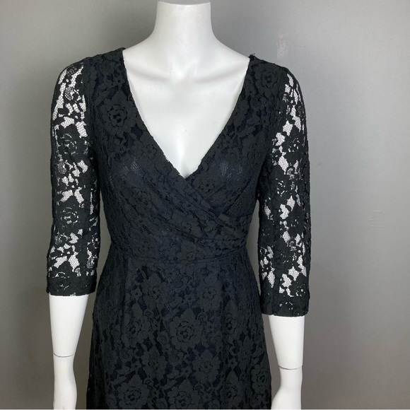 J. Crew Factory Dress size 4 lace faux wrap knee-length work event long sleeve - Picture 2 of 8